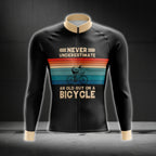 Never Underestimate An Old Guy On A Bicycle Long Sleeve Men's Cycling Jersey, Funny Cycling Jerseys CG0686