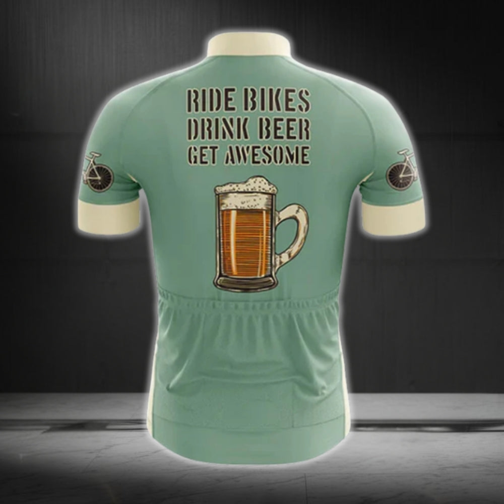 Ride Bikes Drink Beer Get Awesome Men's Short Sleeve Cycling Jersey, Beer Lovers Cycling Jerseys CG0478