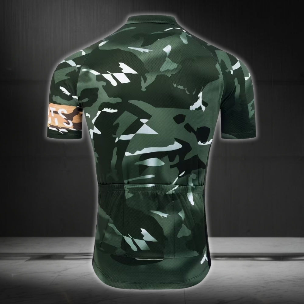 Ride Lots Camouflage Men's Cycling Short Sleeve Jersey, Camo Cycling Jersey For Mens CE0044