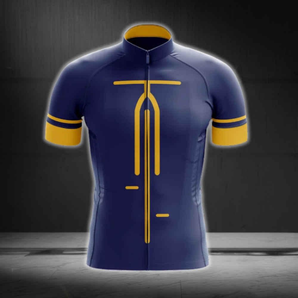 Blue And Yellow Minimal Cycling Short Sleeve Jersey For Mens, Minimalist Cycling Jerseys CG0100