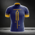 Blue And Yellow Minimal Cycling Short Sleeve Jersey For Mens, Minimalist Cycling Jerseys CG0100