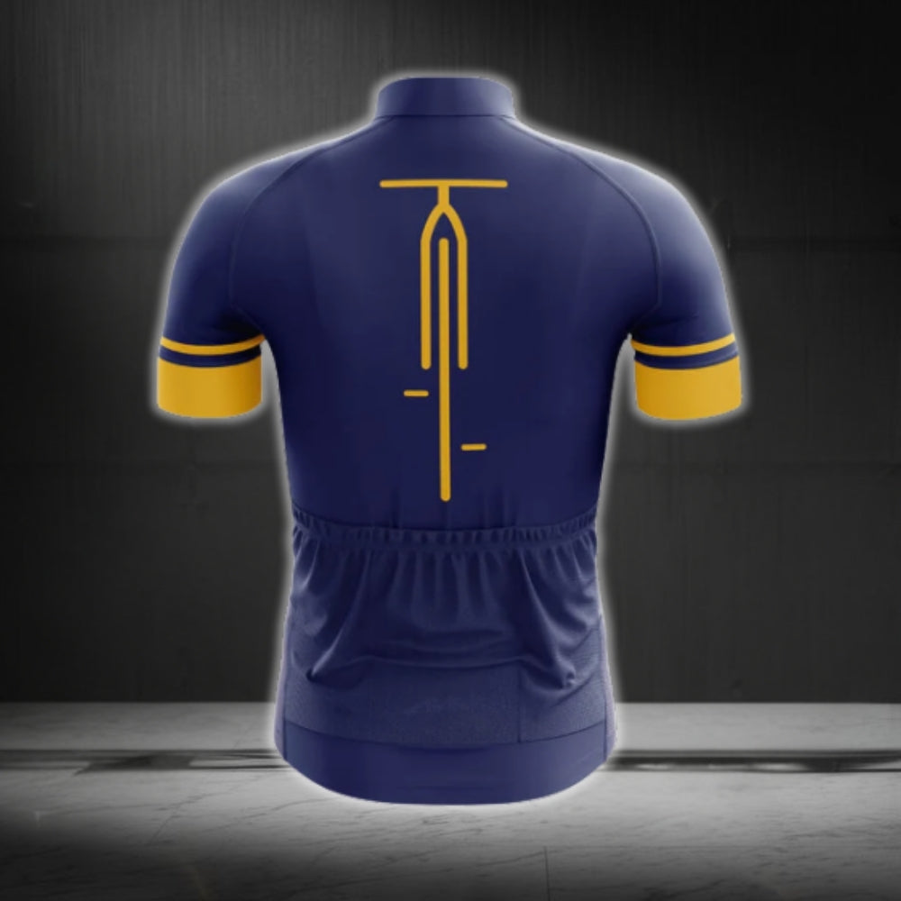 Blue And Yellow Minimal Cycling Short Sleeve Jersey For Mens, Minimalist Cycling Jerseys CG0100