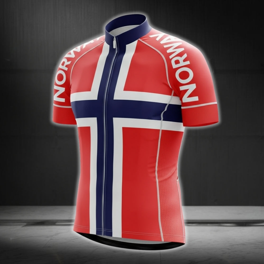 Norway Cycling Short Sleeve Jersey For Men, Patriotic Norway Cycling Jerseys CG0140