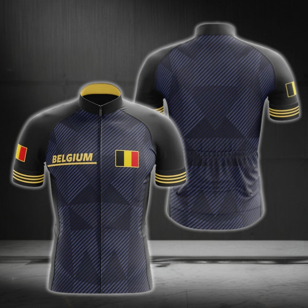 Men's Belgium Flag Cycling Short Sleeve Jersey, Patriotic Belgium Cycling Jerseys CG0141