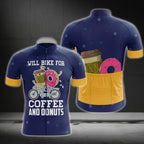 Will Bike For Coffee And Donuts Cycling Short Sleeve Jersey For Men, Funny Coffee Donut Cycling Jerseys CG0253