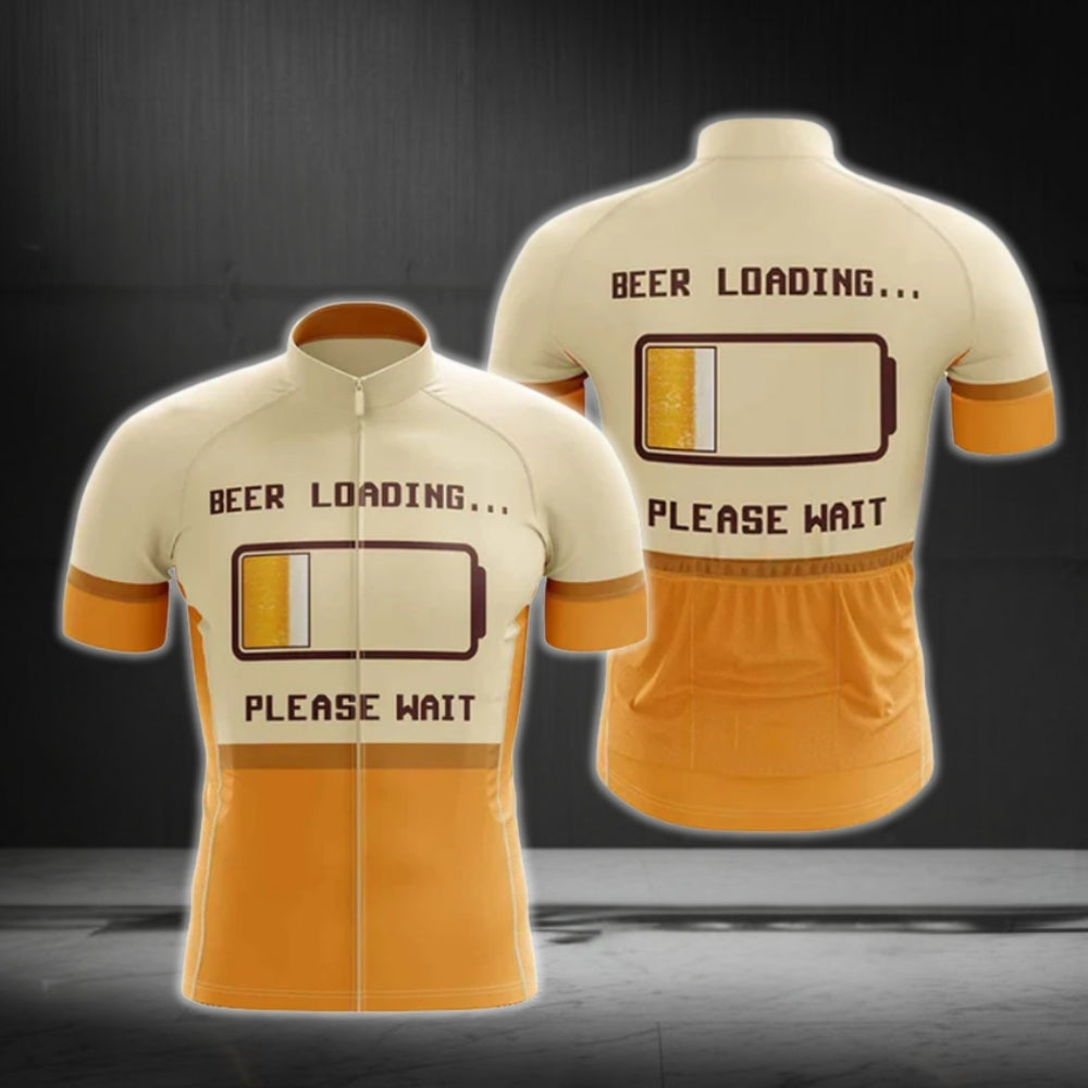 Beer Loading Please Wait Short Sleeve Men's Cycling Jersey,  Beer Cycling Jerseys CG0479