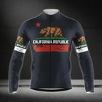 Custom California Bear Men's Black Cycling Long Sleeve Jersey, Custom California Cycling Jersey  CZ0046