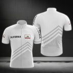 California Men's White Cycling Short Sleeve Jersey, California State Cycling Jerseys CG0101