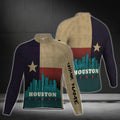 Vintage Texas Houston Custom Name Long Sleeve Cycling Jersey For Men, Custom Texas Cycling Jerseys CG0687
