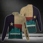 Vintage Texas Houston Custom Name Long Sleeve Cycling Jersey For Men, Custom Texas Cycling Jerseys CG0687