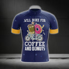 Will Bike For Coffee And Donuts Cycling Short Sleeve Jersey For Men, Funny Coffee Donut Cycling Jerseys CG0253