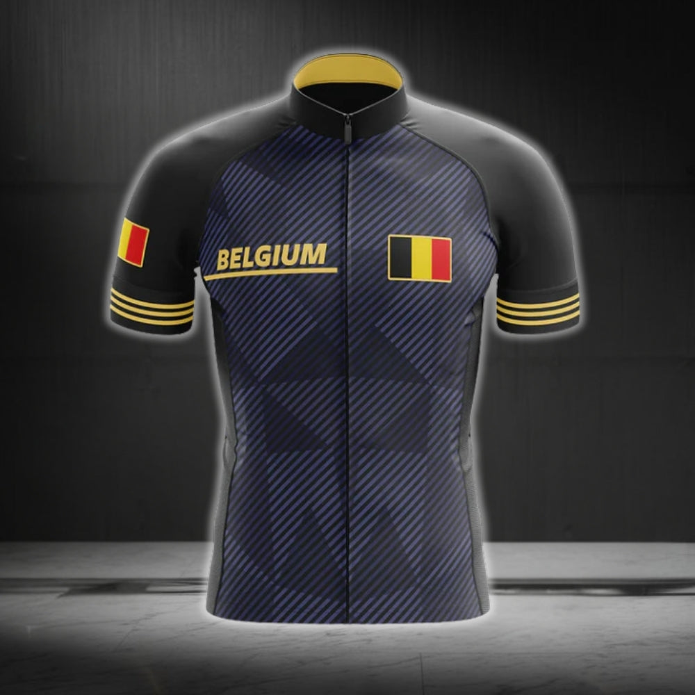 Men's Belgium Flag Cycling Short Sleeve Jersey, Patriotic Belgium Cycling Jerseys CG0141