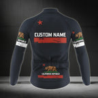 Custom California Bear Men's Black Cycling Long Sleeve Jersey, Custom California Cycling Jersey  CZ0046