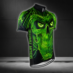 Custom Skull Green Cycling Short Sleeve Jersey Mens, Custom Skull Cycling Jersey CG0838