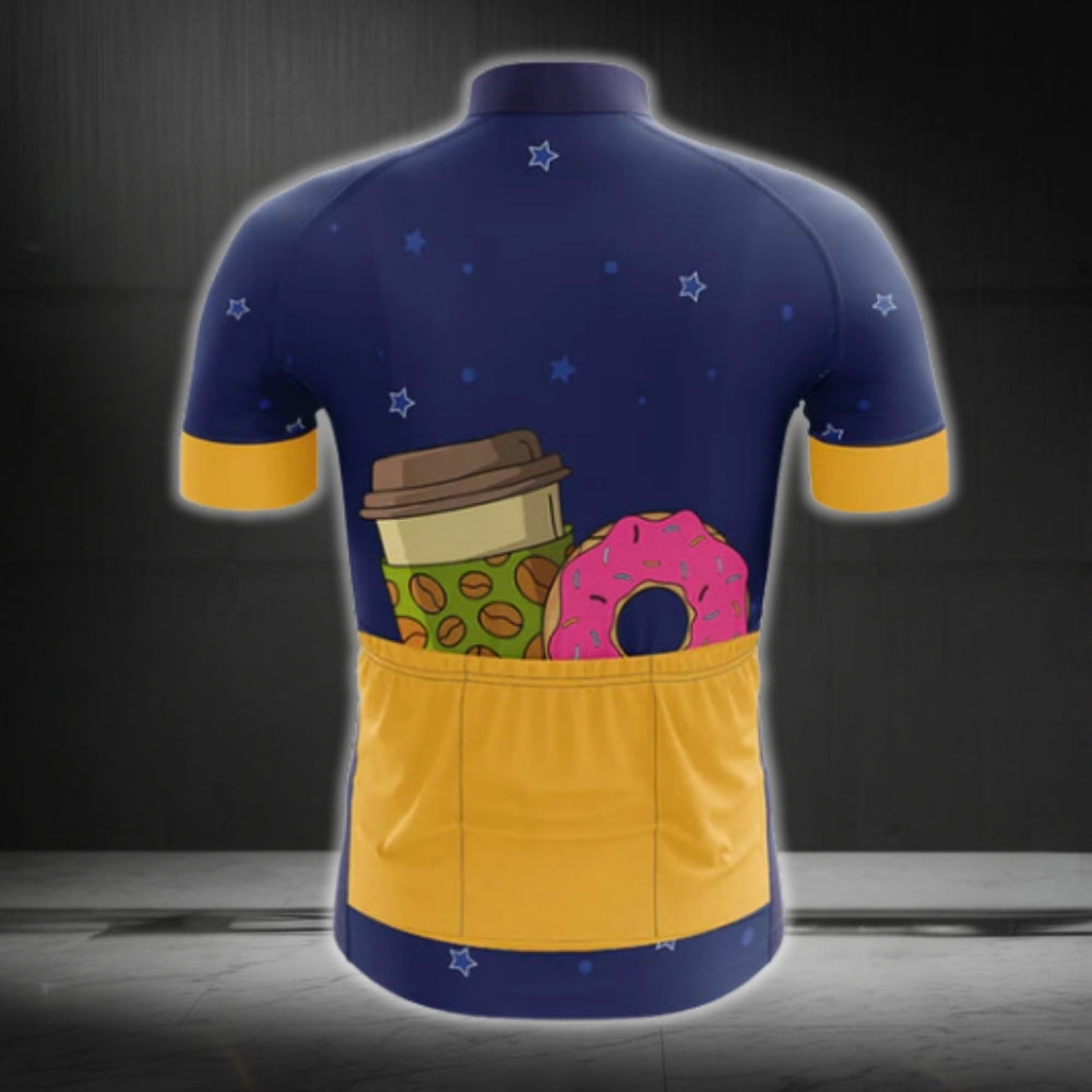 Will Bike For Coffee And Donuts Cycling Short Sleeve Jersey For Men, Funny Coffee Donut Cycling Jerseys CG0253