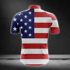 American Flag Men's Cycling Short Sleeve Jersey, Patriotic Cycling Jerseys Mens CE0043