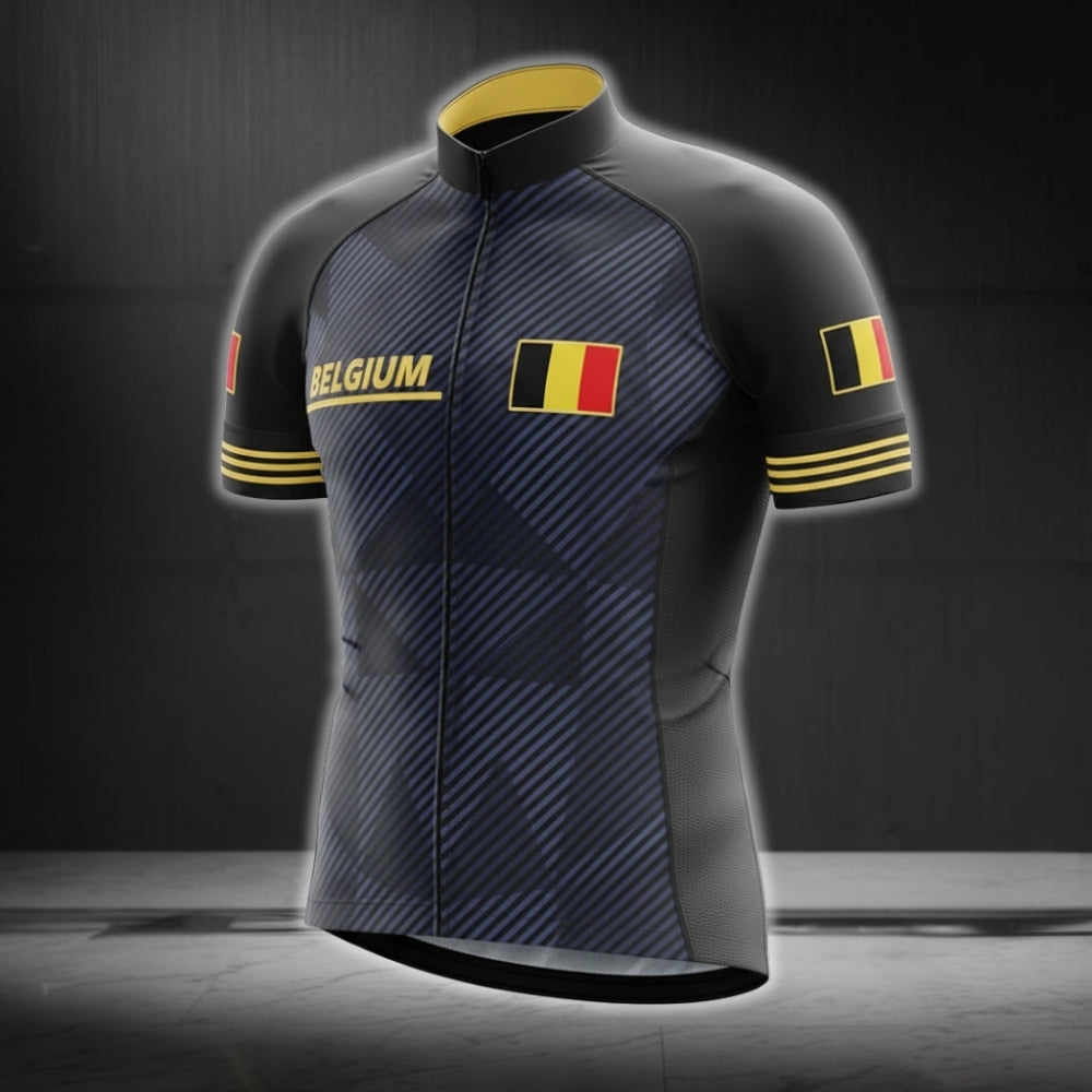 Men's Belgium Flag Cycling Short Sleeve Jersey, Patriotic Belgium Cycling Jerseys CG0141