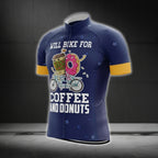 Will Bike For Coffee And Donuts Cycling Short Sleeve Jersey For Men, Funny Coffee Donut Cycling Jerseys CG0253