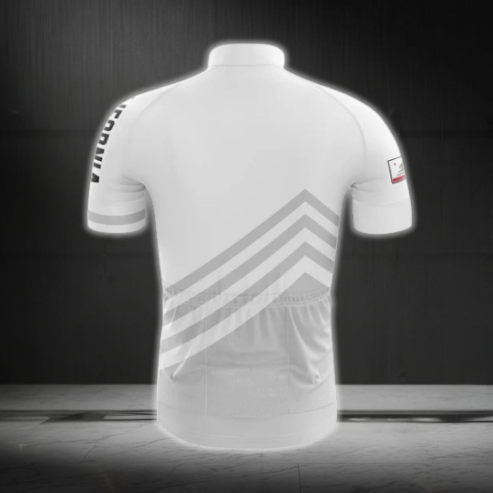 California Men's White Cycling Short Sleeve Jersey, California State Cycling Jerseys CG0101