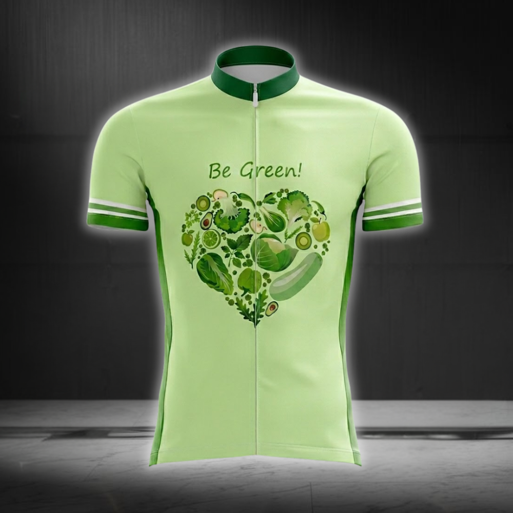 Be Green Vegan Cycling Short Sleeve Jersey For Men, Vegan Cycling Jersey CG0839