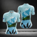 Blue Mountain Cycling Short Sleeve Jersey Women, Blue Cycling Jersey For Ladies CG0633
