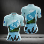 Blue Mountain Cycling Short Sleeve Jersey Women, Blue Cycling Jersey For Ladies CG0633