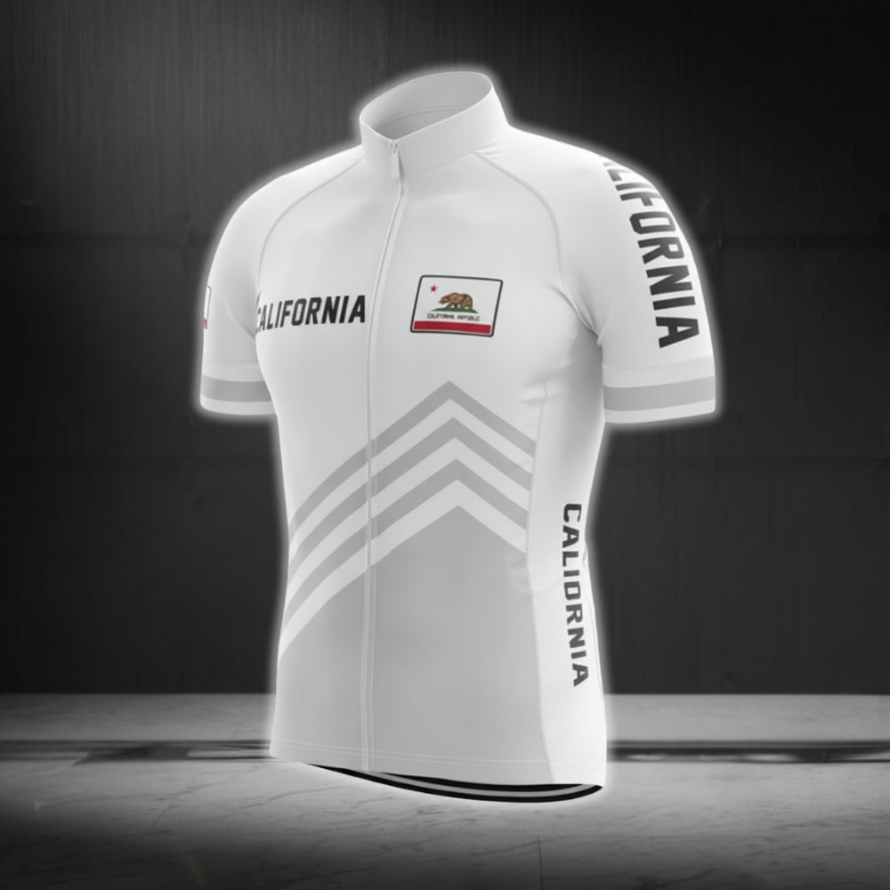 California Men's White Cycling Short Sleeve Jersey, California State Cycling Jerseys CG0101