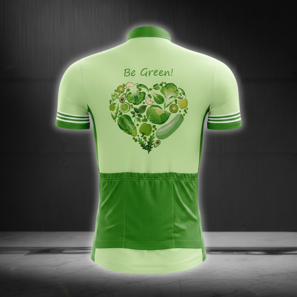 Be Green Vegan Cycling Short Sleeve Jersey For Men, Vegan Cycling Jersey CG0839