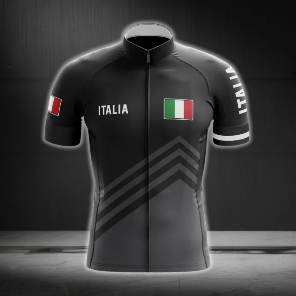 Italia Flag Black Cycling Short Sleeve Jersey Mens, Patriotic Italia Cycling Jerseys CG0142