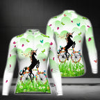 Floral Unicorn Cycling Long Sleeve Women's Jersey, Unicorn Cycling Jersey For Women CG0688