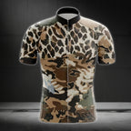 Leopard Camouflage Cycling Short Sleeve Jersey For Mens, Men's Leopard Cycling Jerseys CE0042