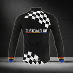 Black And White Custom Team Cycling Long Sleeve Jersey Mens, Men's Custom Club Cycling Jerseys CZ0048