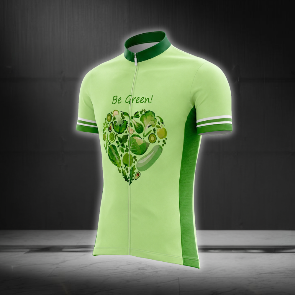 Be Green Vegan Cycling Short Sleeve Jersey For Men, Vegan Cycling Jersey CG0839