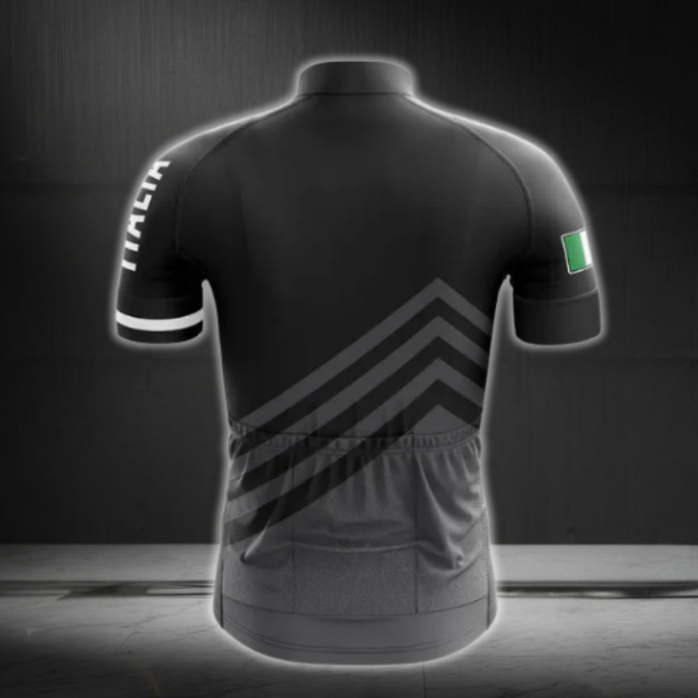 Italia Flag Black Cycling Short Sleeve Jersey Mens, Patriotic Italia Cycling Jerseys CG0142