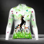 Floral Unicorn Cycling Long Sleeve Women's Jersey, Unicorn Cycling Jersey For Women CG0688