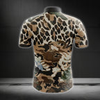 Leopard Camouflage Cycling Short Sleeve Jersey For Mens, Men's Leopard Cycling Jerseys CE0042