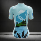 Blue Mountain Cycling Short Sleeve Jersey Women, Blue Cycling Jersey For Ladies CG0633