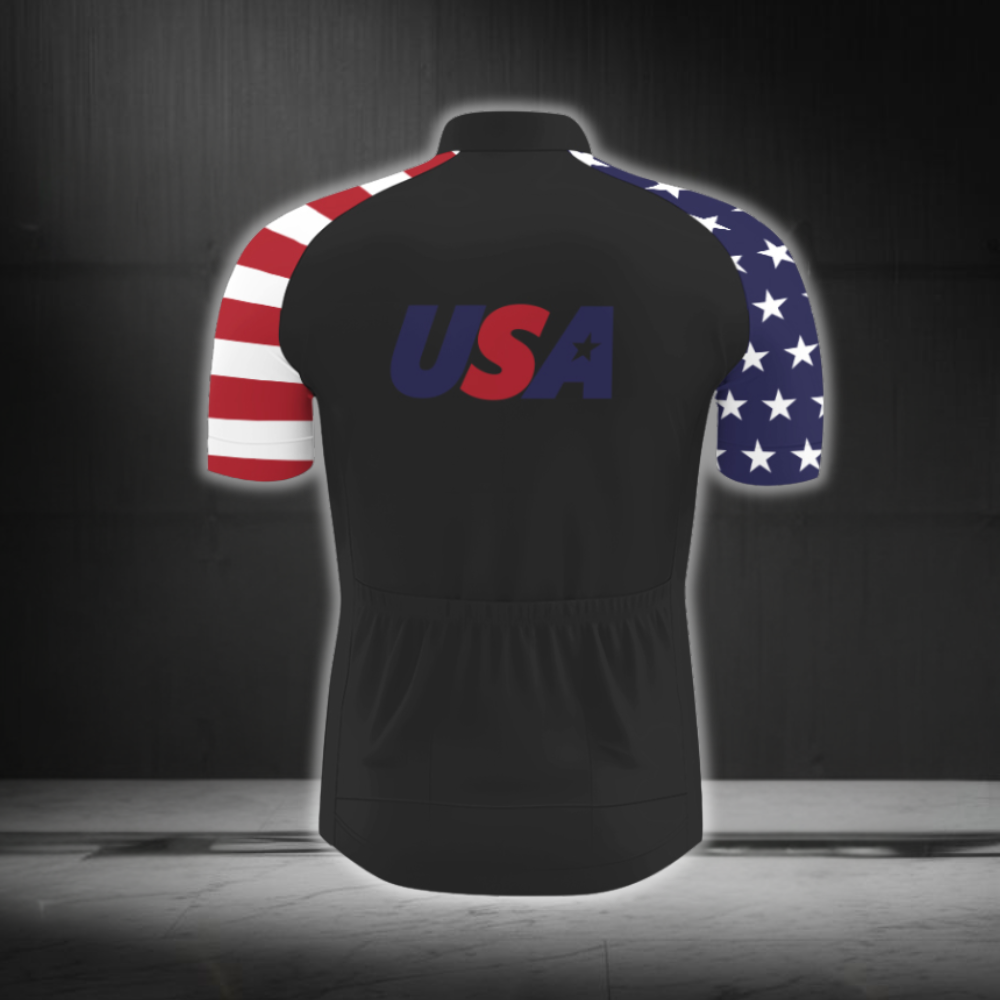 Beer USA Flag Black Cycling Mens Short Sleeve Jersey, Beer Lover Cycling Jersey CG0874