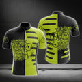 Black And Lime Bicycle Pattern Cycling Short Sleeve Jersey For Men, Bicycle Pattern Cycling Jerseys CG0704