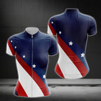 American Flag Short Sleeve Cycling Jersey Womens, Patriotic Cycling Jerseys For Ladies CG0082