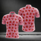 Pink Watermelon Men's Cycling Short Sleeve Jersey, Watermelon Cycling Jerseys CG0458