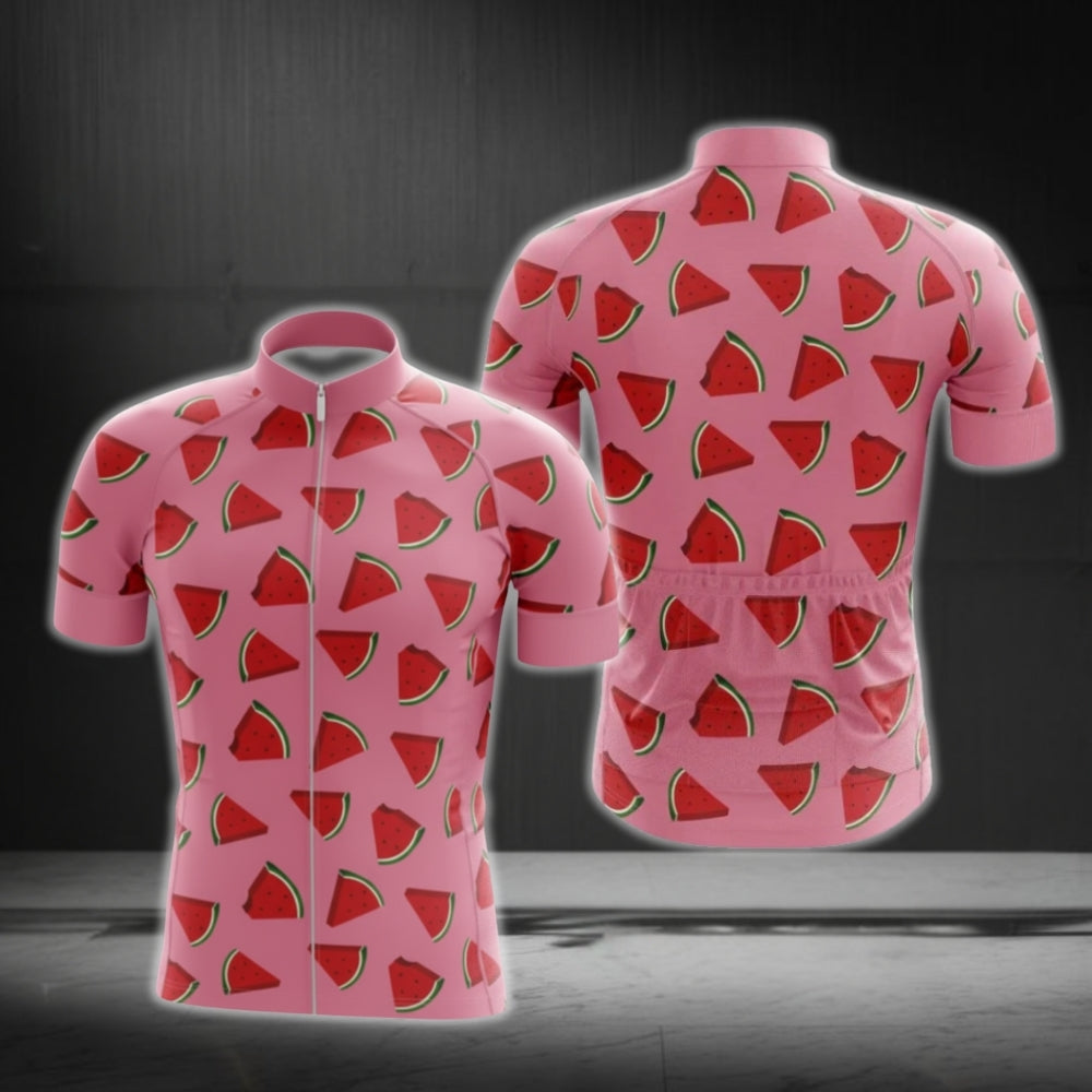 Pink Watermelon Men's Cycling Short Sleeve Jersey, Watermelon Cycling Jerseys CG0458