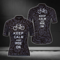 Keep Calm And Ride On Women's Cycling Short Sleeve Jersey, Black And White Cycling Jerseys For Ladies CG0820