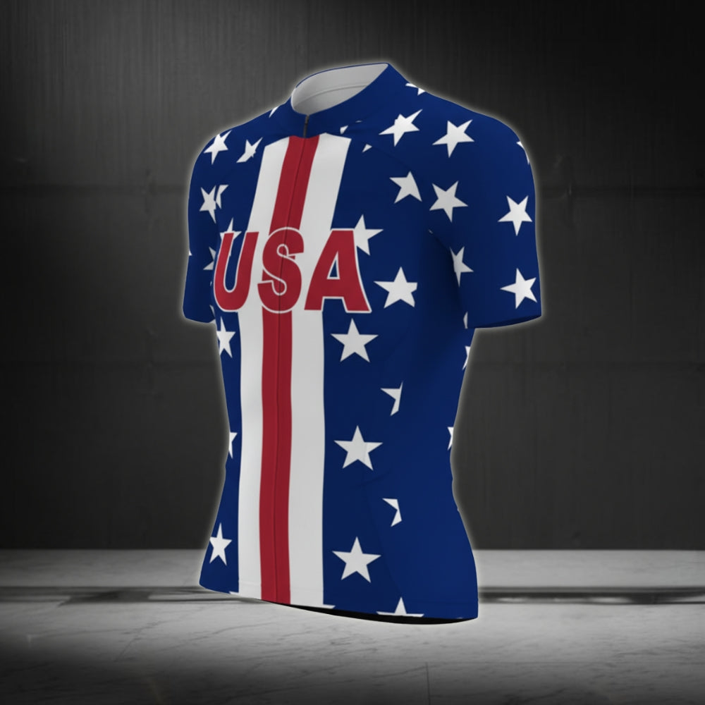 USA Flag Cycling Jersey Short Sleeve For Women, Patriotic Cycling Jerseys Women CG0077