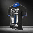 Stand For The FLag Kneel For The Cross Men's USA Flag Cycling Short Sleeve Jersey, Christian Patriotic Cycling Jerseys CG0354