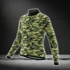 Green Camouflage Long Sleeve Women's Cycling Jersey, Camo Cycling Jerseys For Ladies CG0396