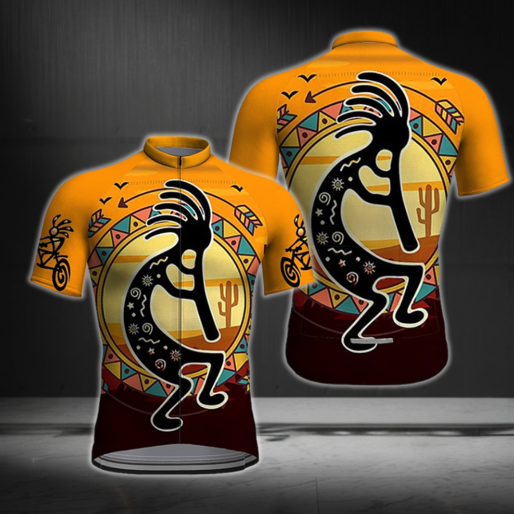 Black And Orange Kokopelli Cycling Jersey Short Sleeve Mens, Kokopelli Cycling Jerseys For Mens CE0054