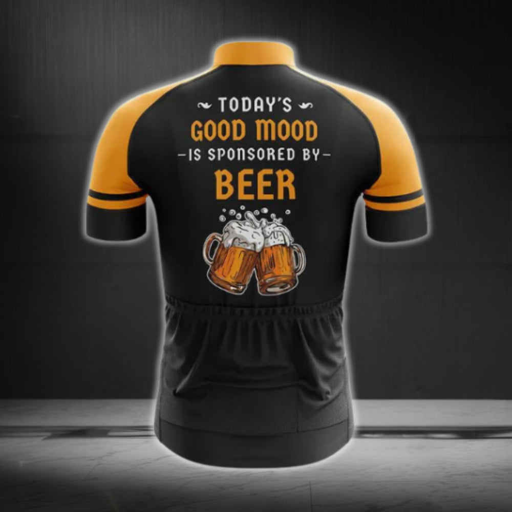 Today's Good Mood Is Sponsored By Beer Cycling Short Sleeve Jersey Mens, Funny Beer Cycling Jerseys CG0685