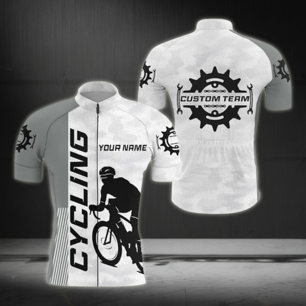 Custom Team Men's Cycling Short Sleeve Jersey, Custom Grey Cycling Jersey CZ0009