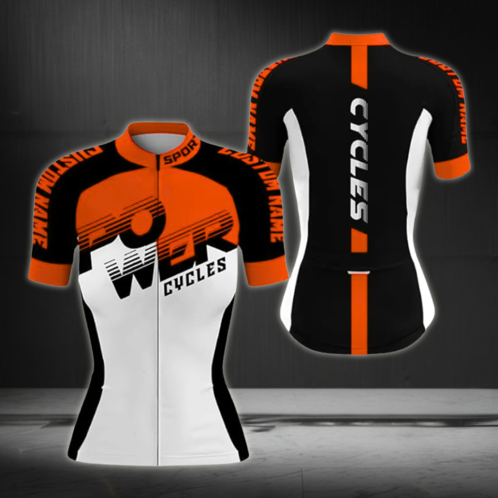 Custom Power Cycles Short Sleeve Jersey For Women, Custom Women's Cycling Jersey CZ0019